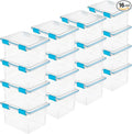 Sterilite 16-Pack Gasket Box Weather-Resistant Storage Bins with Latching Lids 32 Quart - Heavy-Duty Organizing Containers for Closet Bathroom and Office