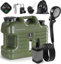 Digury Portable Camping Shower with 5 Gallon Water Jug 6000mAh Rechargeable Outdoor Camping Shower Kit IPX7 Waterproof Pump BPA Free Water Containers Camp Essentials