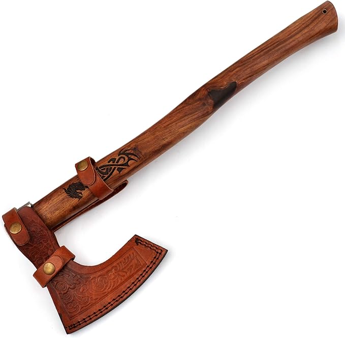 Armory Replicas - Hand Forged Viking Skeggøx Battle Axe - Medieval Replica High Carbon Tempered Steel Functional Bearded Axe w/Leather Sheath