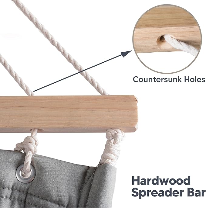 SUNCREAT Double Hammock with 15 ft Stand Outdoor Hammock with Stand Balance Straps Light Gray