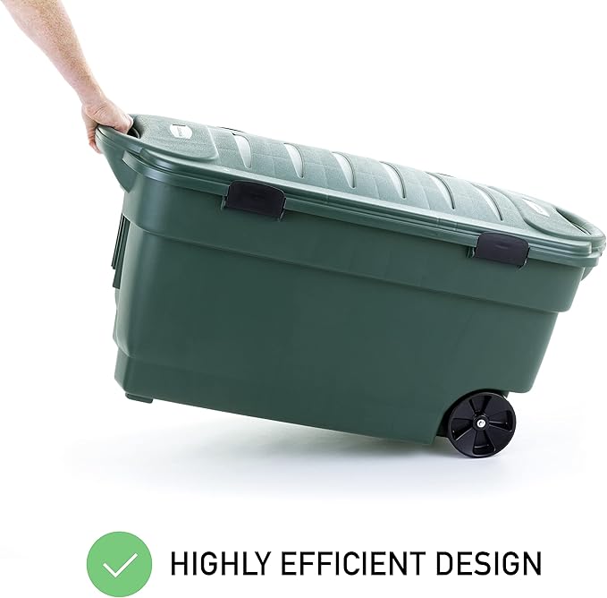 Rubbermaid ECOSense Wheeled Storage Totes 40 Gal Pack of 2 Durable and Reusable Bins with Latching Lids for Garage or Home Organization Made From Recycled Materials
