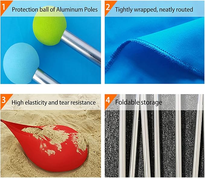 YUEWO 10x10FT Portable Family Beach Tent Sunshade Pop Up Sun Shelter 2 Poles for Beach Camping Fishing Backyard Picnic and Outdoors