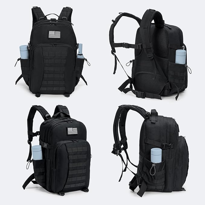 Tactical Backpack for Men Military Army Rucksack 40L Large Molle Army Assault Pack with Bottle Holder Day Pack Bug out Bag Survival Backpack for Hiking Hunting Travel Camping Black