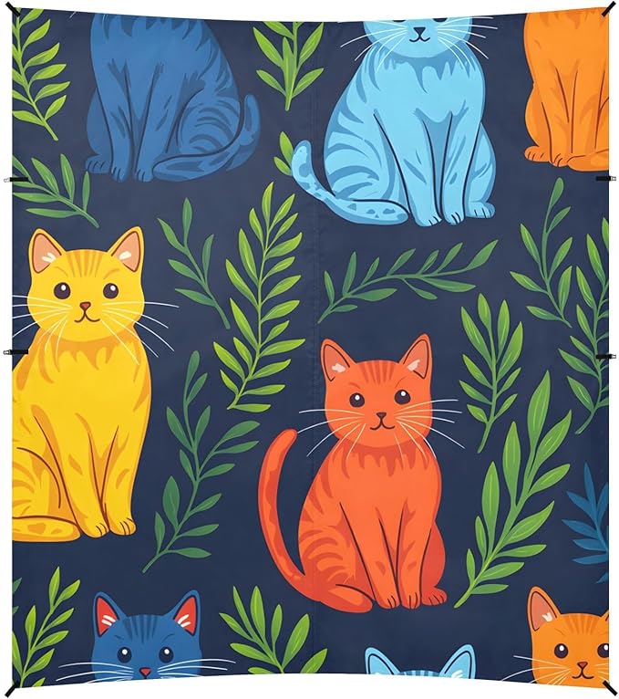ALAZA Tile Pattern Cat Color Tile Pattern Beach Tent Sun Shelter Portable Canopy Sunshade for Outdoor Camping Picnics Backyard Fun 10x9 ft