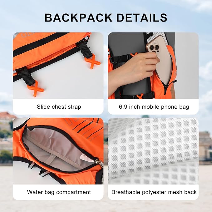INOXTO Running Hydration Vest BackpackLightweight Insulated Pack with 1.5L Water Bladder Bag Daypack for Hiking Trail Running Cycling Race Marathon for Women Men