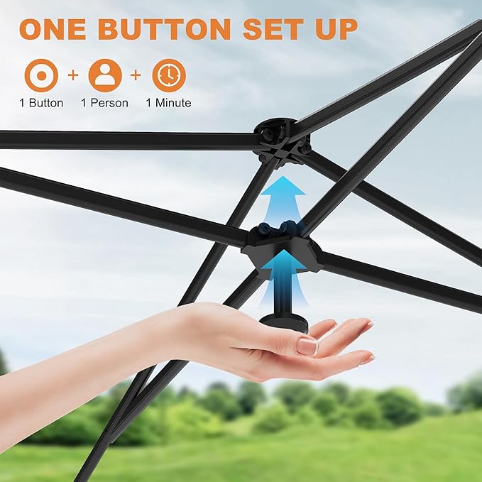 CABIHOME 10x10 Pop Up Canopy Tent Outdoor Instant Canopy with 3 Removable Sidewalls Heavy Duty Commercial Instant Shelter Waterproof &amp UV Resistant for Outdoor Events Camping Backyard (Black