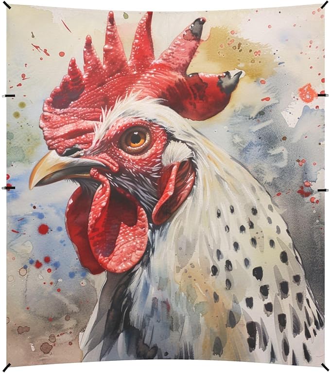 ALAZA Oil Painting Rooster Painting Beach Tent Sun Shelter Portable Canopy Sunshade for Outdoor Camping Picnics Backyard Fun 10x9 ft