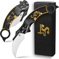 Sitivien ST164 Folding Pocket KnifeAUS-10 Steel BladeSteel Head CNC Precision Carving+G10 Handle EDC Tool Knife for Outdoor Survival Camping Hiking Fishing(Yellow)