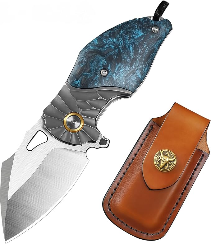 Pocket Knife Hunting Knives &amp Tools Knifes HRC 60 Hand-Carved Vegetable-Tanned Leather Sheath Folding Knife Lightweight Outdoor Knife for Backpacking