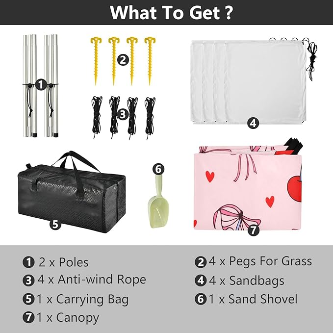 xigua Cherry Beach Tent Sun Shelter with Carrying Bag - Silver Coated Oxford Fabric Beach Canopy for Beach Camping Fishing - Includes Windproof Ropes Sandbags &amp Stakes