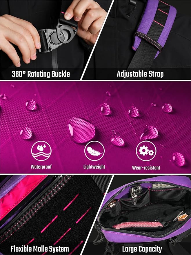 TACTICAL_GEEK Cache L3S Purple Crossbody Shoulder Bag Multipurpose Sling Bag Chest Backpack Casual Shoulder for Daily Carry (Small)
