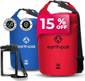 Earth Pak Waterproof Dry Bag - Roll Top Waterproof Backpack Sack (Red 40L &amp Blue 30L)
