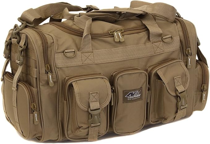 Mens Large 22 Inch Tan Duffel Duffle Military Molle Tactical Gear Shoulder Strap Travel Bag