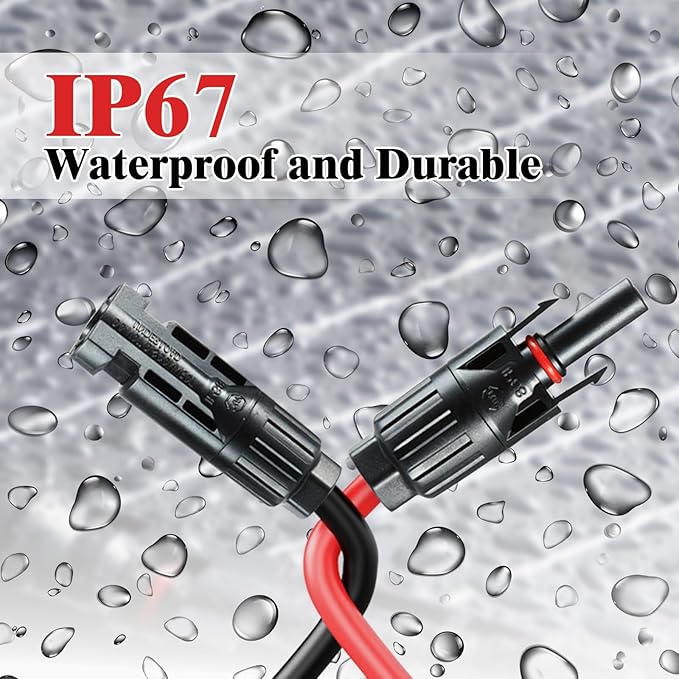 Solar Panel Extension Cable Solar Connector 20FT 14AWG Waterproof Solar Panel Female and Male Connectors for RV Photovoltaic Systems Powerstation