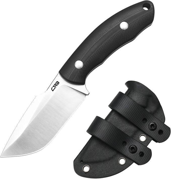 CJRB Mutt Fixed Blade Knife with Sheath 3.18 AR-RPM9 Steel Blade EDC Fixed Blade Camping Knife with G10 Handle Small Bushcraft Survival Hunting Knives for Men Women J1958 Black