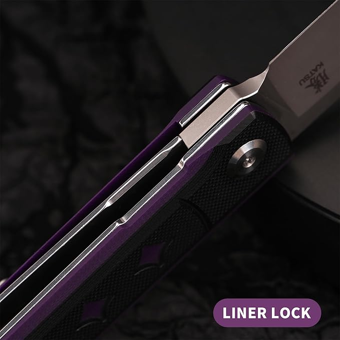 KATSU 3.3 D2 Steel Pocket Folding Knife G10 Handle Utility EDC Tool Smooth Pivot &amp Deep Carry Clip for Camping Hiking and Daily Use