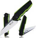 WPKOPYA 7.8in Folding Pocket Knife with D2 Steel Blade G10 Handle Ball Bearing Pivot Stonewashed Finish – Outdoor EDC Utility Tool for Camping Hiking Survival Use(G10 - Black/Green)