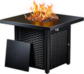 Ciays Propane Fire Pits 28 Inch Outdoor Gas Fire Pit 50000 BTU Steel Fire Table with Lid and Lava Rock Add Warmth and Ambience to Gatherings and Parties On Patio Deck Garden Backyard