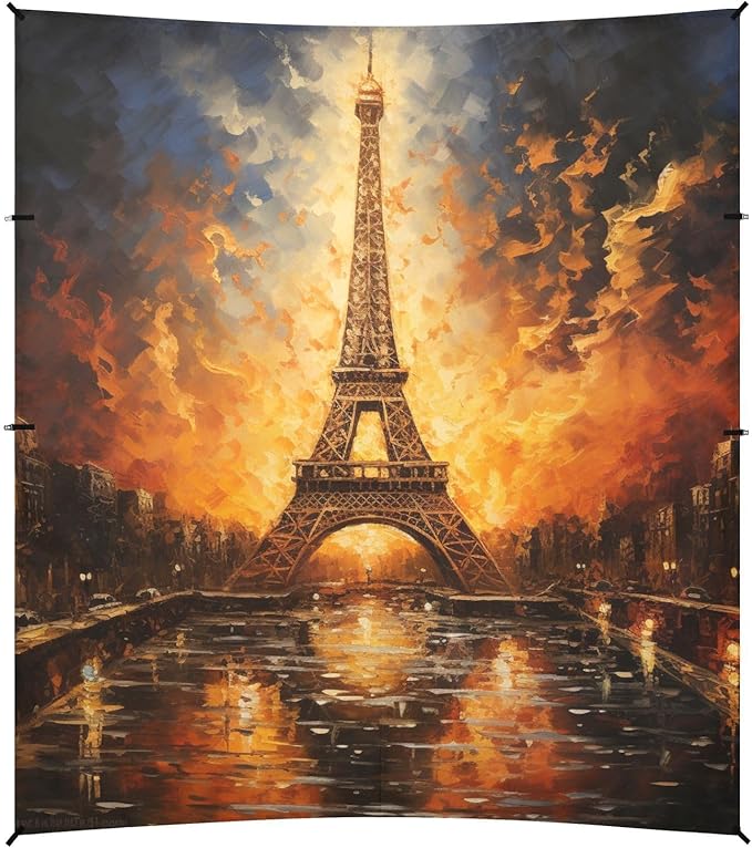 ALAZA Eiffel Tower Gold Fires Beach Tent Sun Shelter Portable Canopy Sunshade for Outdoor Camping Picnics Backyard Fun 10x9 ft