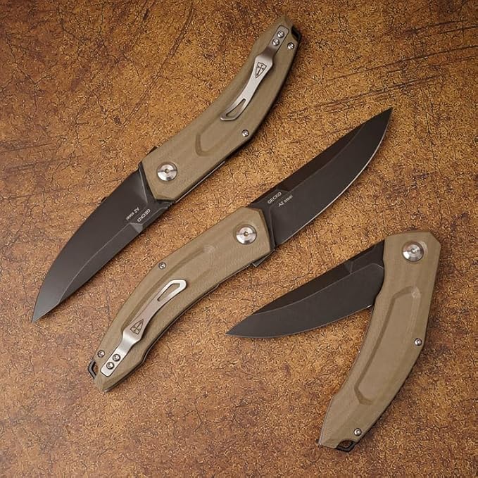 A2 Steel EDC Tactical Knife Titanium Coated Blade Hardness 60-61HRC Vacuum Deep Cryogenic Oil Quenching Heat Treatment - Survival Camping Jungle Daily Carrying Pocket Folding Knife
