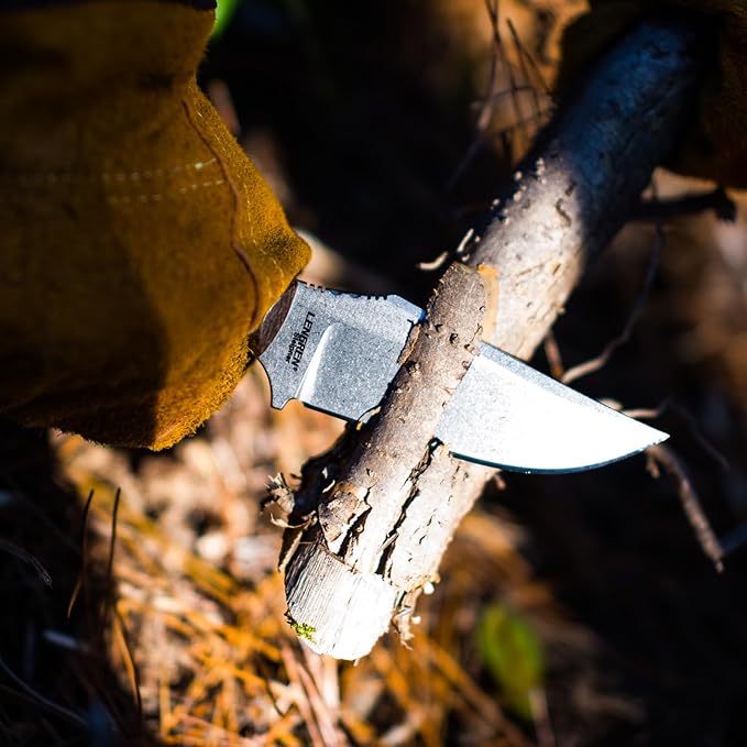 Spark Fixed Blade Knife with Sheath Micarita Handle Full Tang Outdoor Hunting Camping Survival Knife (Brown Micarita Handle)
