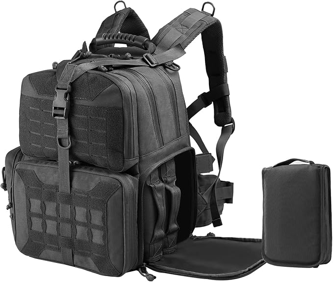 VOTAGOO Tactical Range Backpack Gun Bag for Handguns and Ammo 3 Pistol Carrying Cases for Hunting Shooting