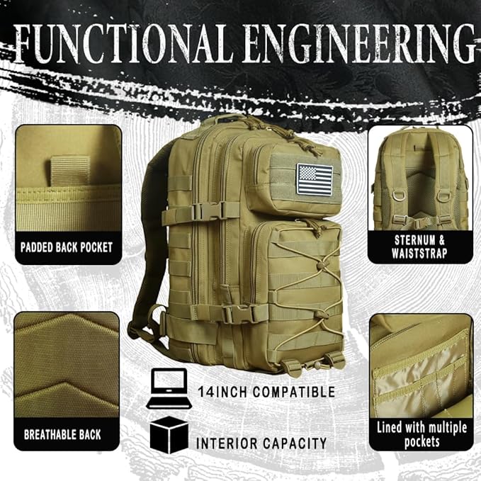 Military Tactical Backpack for Men Army 1 Day Assault Pack Molle Bag Bug Out Bag 26L