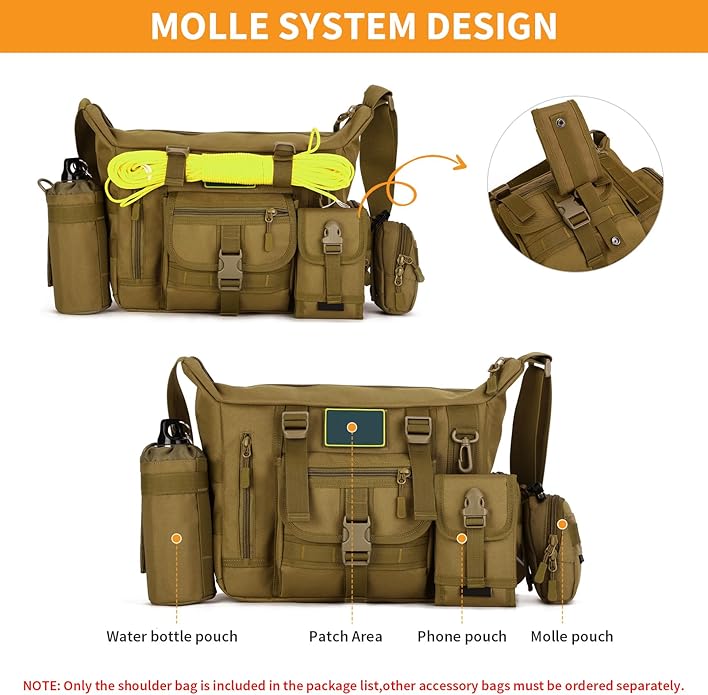 HUNTVP Messenger Bag Tactical Messenger Bag Men Canvas Shoulder Crossbody Military Laptop Bag for Work Outdoor Camping Hiking