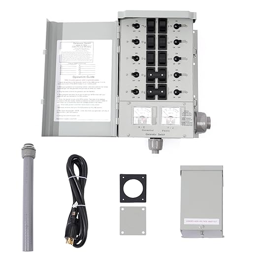 30 Amp Generator Transfer Switch Kit 10-Circuit 7500 Watts Include Weatherproof Inlet Box and 10 Foot Power Cord PVC Conduit Used Indoors or Outdoors NEMA 3R