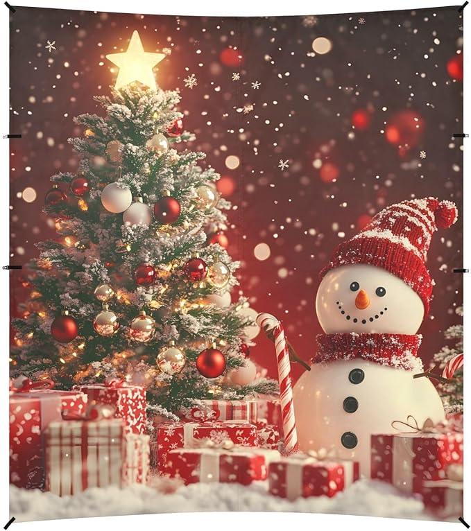 ALAZA Snowman Christmas Tree Beach Tent Sun Shelter Portable Canopy Sunshade for Outdoor Camping Picnics Backyard Fun 10x9 ft