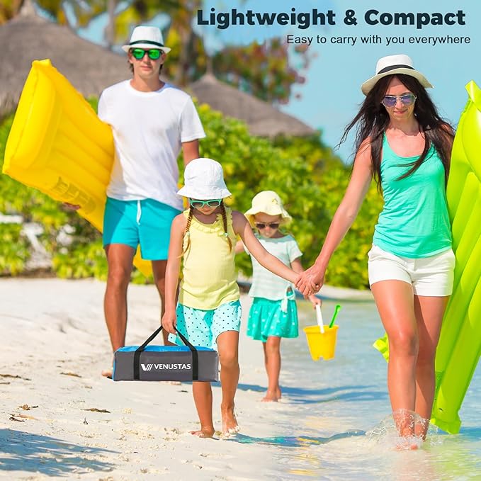 Venustas Beach Tent Sun Shelter for 3/4/6/8 Person UPF 50+ UV Protection Beach Canopy Lightweight and Easy Setup Cabana Portable Shade Tent