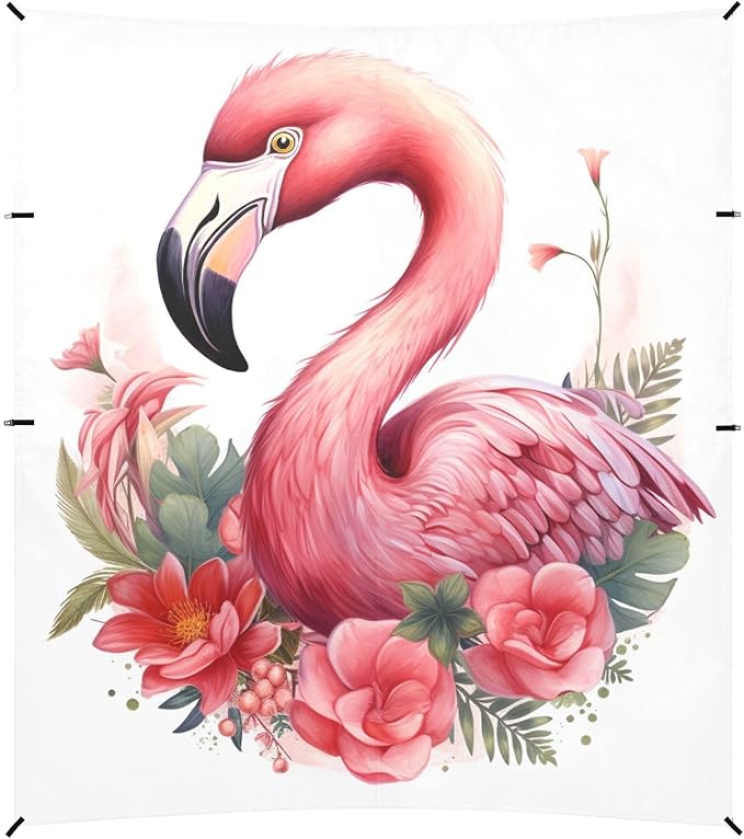 ALAZA Pink Flamingo Watercolor Beach Tent Sun Shelter Portable Canopy Sunshade for Outdoor Camping Picnics Backyard Fun 10x9 ft