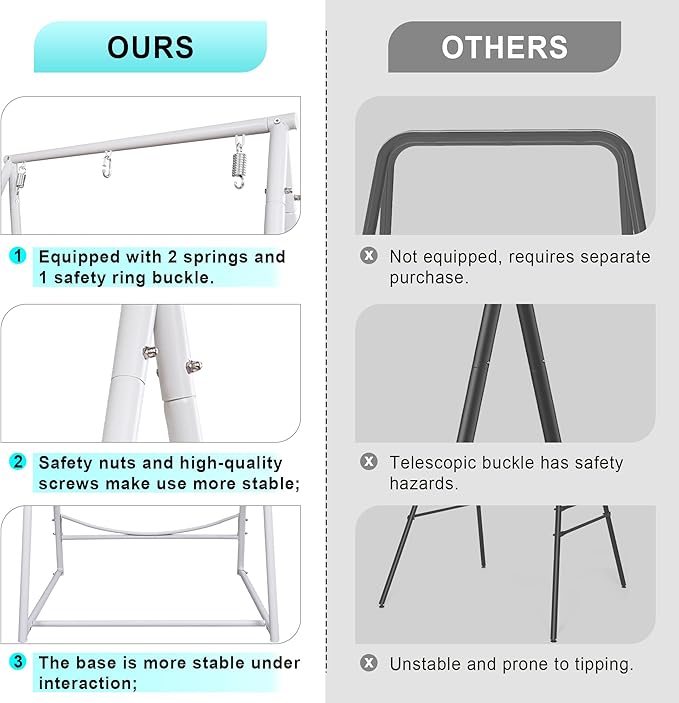 YOXIFOC Reinforced Base &amp Triangular Structure Hammock Stand with 2 Storage Baskets Swing Stand with 3 Hooks Fit for Most Hanging Chair for Oudoor&ampIndoor (Stand Only) (Coffee)