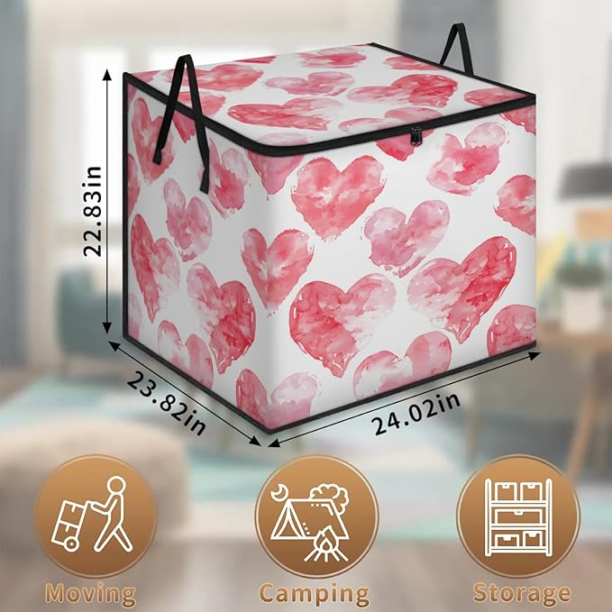 XL Large Clothes Storage with Lid Handle Valentine's Thick Clothes Blanket Storage Containers for Organizing Bedroom Closet Comforter Organization Storage