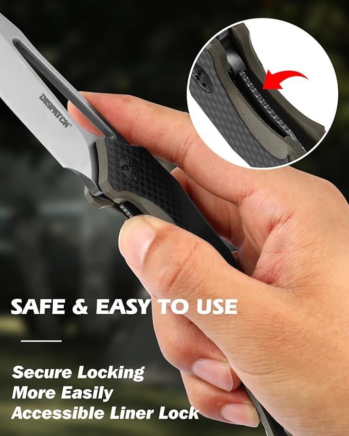 Dispatch Pocket Knife for Men Women 3.54 Inch 8Cr13MoV Stainless Steel Blade with G10 Handle Folding Knives with Clip for Outdoor Hunting Hiking Camping Survival EDC Tools