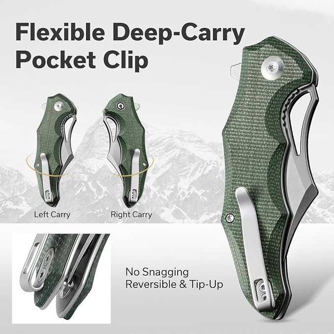 CIVIVI Chiro Cool Pocket Knife for EDC Folding Knife with Flipper 3.1 14C28N Blade Canvas Micarta Handle Utility Knife for Men Women C23046-2