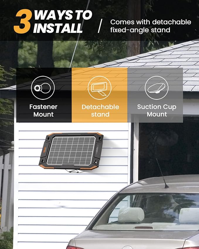 BALDR 12V Solar Battery Charger 13W Waterproof Dual Sided Battery Maintainer IP67 MPPT Trickle Charger for Car Trailer Lawn Mower Boat
