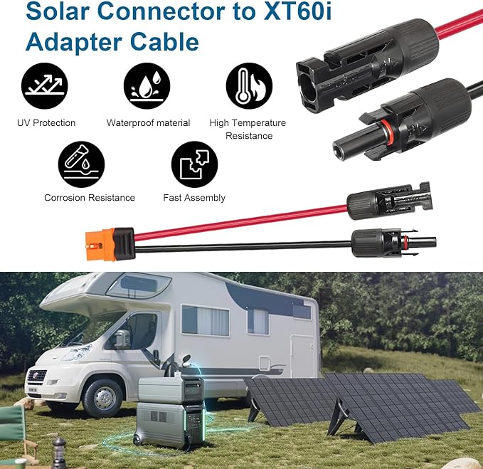 MOOKEERF Solar to XT60i Cable 10AWG - 150FT Solar Panel to XT60i Adapter Connector XT60i-F Extension Cable for Portable Power Station Solar Generator
