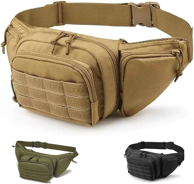 Tactical Nylon Shoulder &amp Waist Pack Hiking Chest Sling Fanny Pack with MOLLE High Capacity Phone &amp Gear Organizer