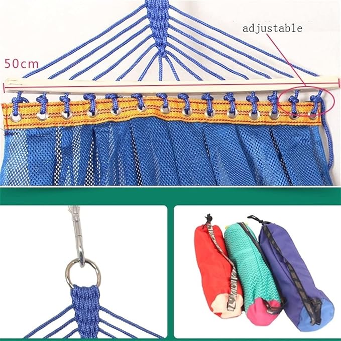 Portable Hammock Portable Ice Silk Hammock Swing Bed Outdoor Double Person Mesh Hammock Camping Garden Hanging Sleeping Chair for Backpacking Beach (Color : Rojo)