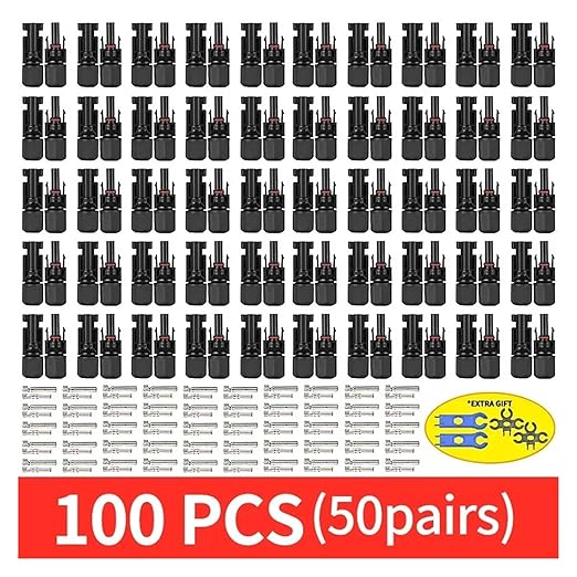 Solar Cable Connectors 600/200/100/40/20/10 Pcs DC Solar Connector 1000V30A Panel Stecker IP67 Waterproof Connectors Kit for PV/MC Cable 2.5/4/6mm2(100pcs(50pairs))