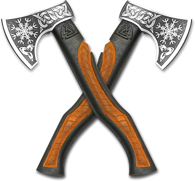 Custom Gift Forged Carbon Steel Viking Style Axe Bearded Axe with Rose Wood Shaft Tomahawk - Real Hatchet Best Gift for Anniversary Valentine's Day Birthday Premium Leather Sheath