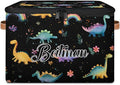 Storage-Bins with Lids Personalized Closet-Storage-Bins Under-Bed Stackable-Cubes-Box for Home Bedroom Dinosaur