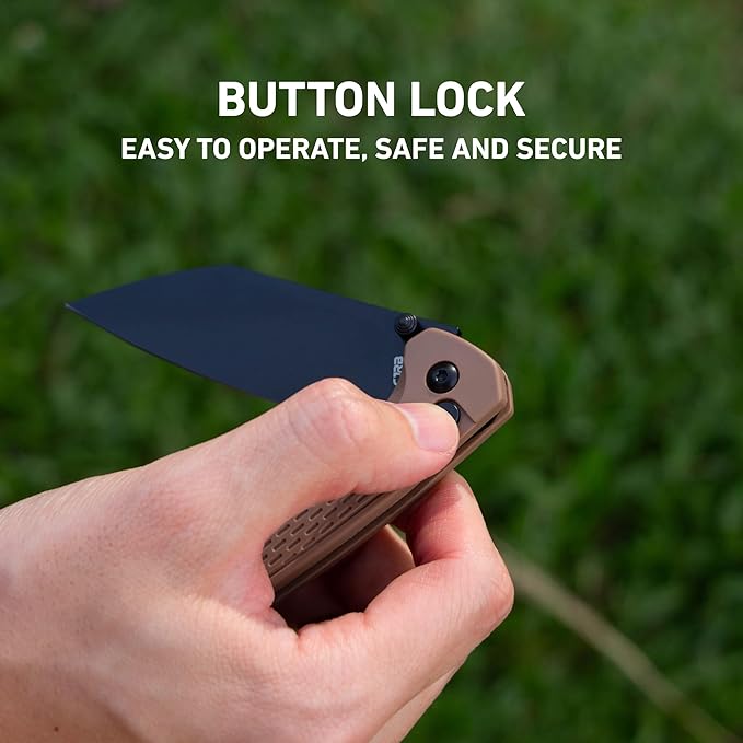 CJRB Pyrite-Light Pocket Knife 3.34'' Upgraded AR-SFII Steel Blade FRN Handle Sharp EDC Knives for Camping Survival Hiking(J1945 Brown)