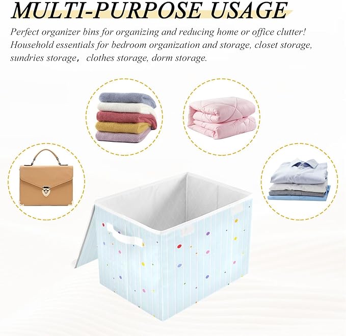 MNSRUU Containers Baskets with Lids Tie Dye Stripes Blue Pattern Fabric Foldable Storage Bins Organizer with Lid Collapsible Storage Boxes for Home Bedroom Closet Office