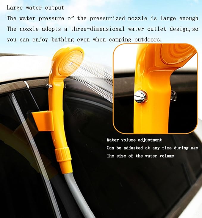Camping Car Shower 12V Electric Outdoor Shower KitPortable Camping Outdoor Shower for Camping and Car WashingPet Washing (B)