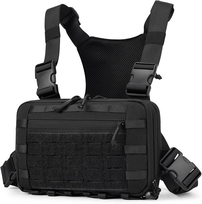Outdoor Tactical Chest Bag Chest Rig Pack EDC Molle Utility Chest Pouch for Workouts Hiking Fishing