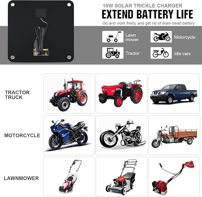 ECO-WORTHY Upgraded OBDII 10W Solar Battery Trickle Charger Maintainer 12V Waterproof Solar Panel Trickle Charger Kit with Portable Stand for Car Truck Boat Mower RV Trailer ATV Marine Battery