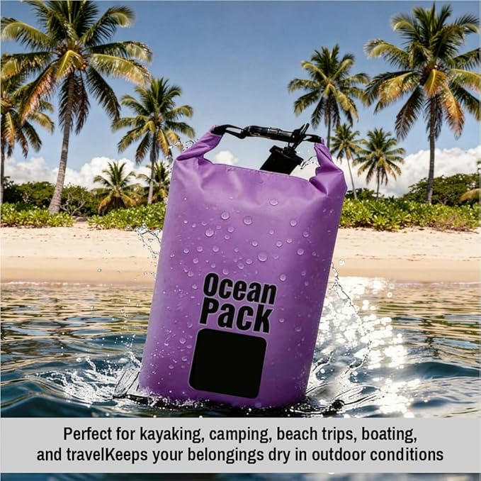 Waterproof Dry Bag Set of 3 – Roll Top Waterproof Bags 15L 20L 30L – 500D PVC Floating Dry Bags for Kayaking Camping Beach and Travel – Lightweight Compression Design (yellow black and purple)