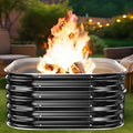 16.5''Tall Fire Pit Ring for Outside - 27IN Heavy Duty Square Wood Burning Firepit &ampOutdoor FireplacesHigh Heat ResistantGalvanized Steel Metal Bonfire Pits Portable for CampingBackyardBeachP